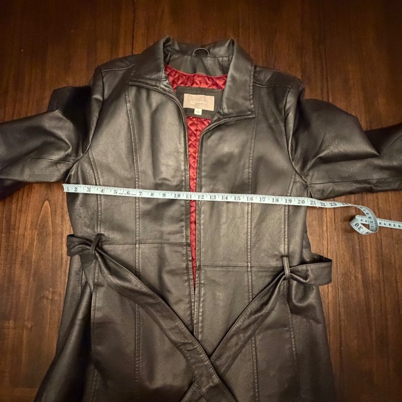 Croft & Barrow Women's Black Leather Jacket, Quilted Lining, Belt, Size Large - Picture 9 of 12